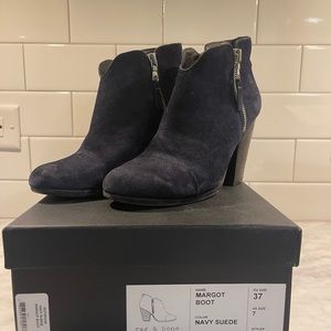 Rag & Bone Margot booties, navy suede.  Size 37.